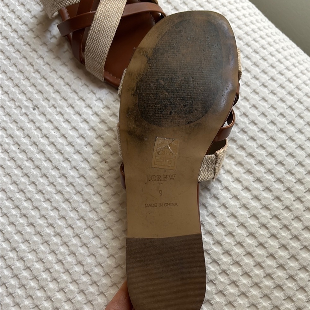 J. Crew Brown and Cream Minimalist Sandals - Picture 5 of 6